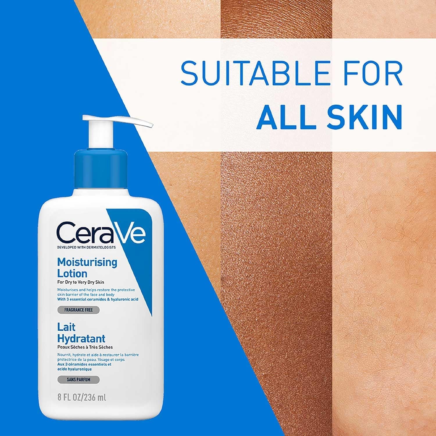 Moisturising Lotion, Face & Body, with 3 Essential Ceramides & Hyaluronic Acid, for Dry to Very Dry Skin